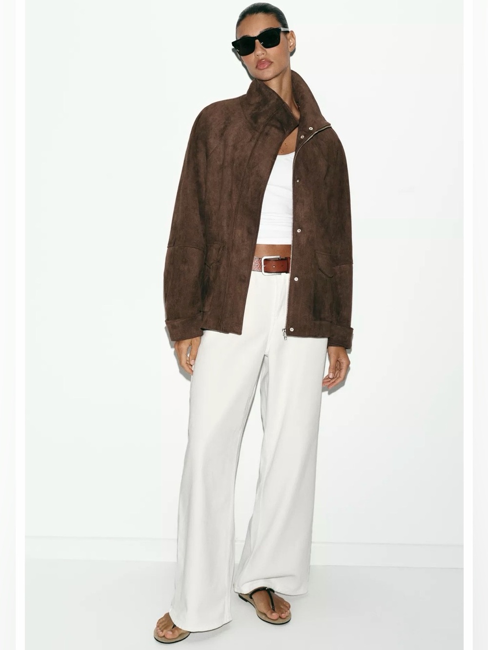 BNWT ZARA FAUX SUEDE JACKET, Gorgeous Brown / gold zip & snap buttons- Medium